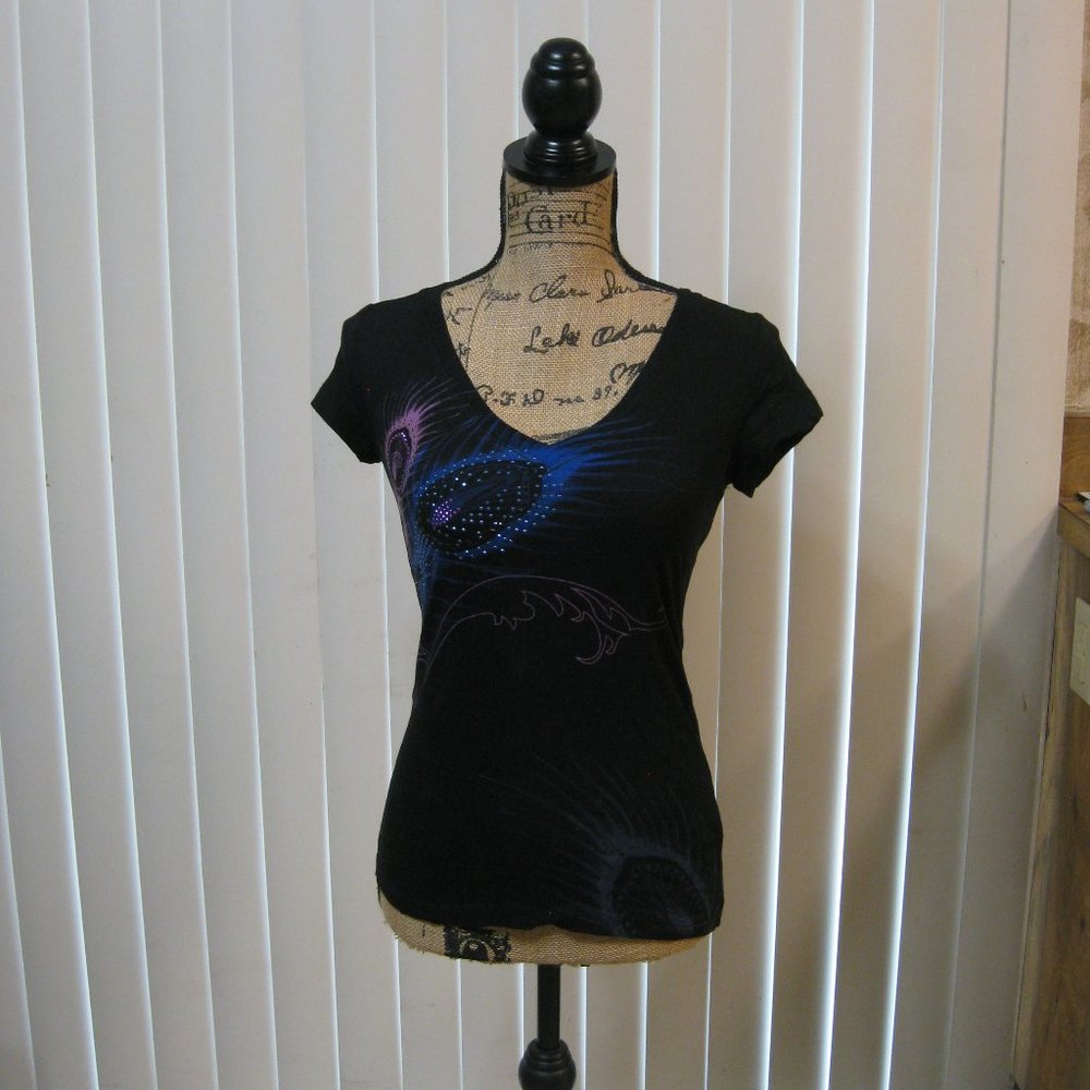 NWOT Express black graphic tee t shirt top XS extra small